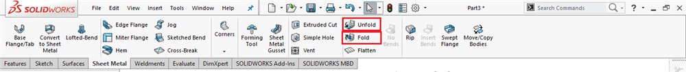 موقعیت مکانی ابزار های Fold و Unfold
